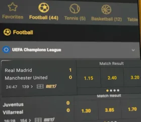 The BETi badge marking a match with Betiator available in the live betting match list